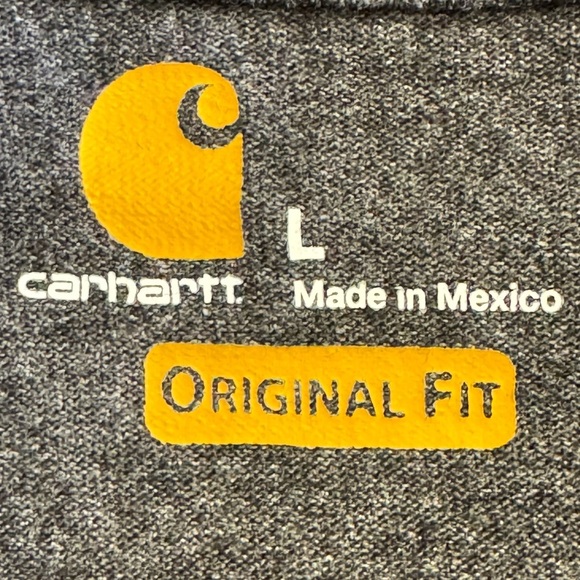 Carhartt Original Fit 1/4 Button Sz L Short Sleeve Shirt Gray Tee Workwear - Picture 11 of 13